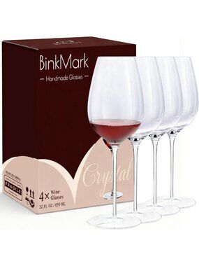 Elegant Hand-Blown Crystal Red Wine Glasses Set of 4 | 22oz | Ultra-Thin Rim